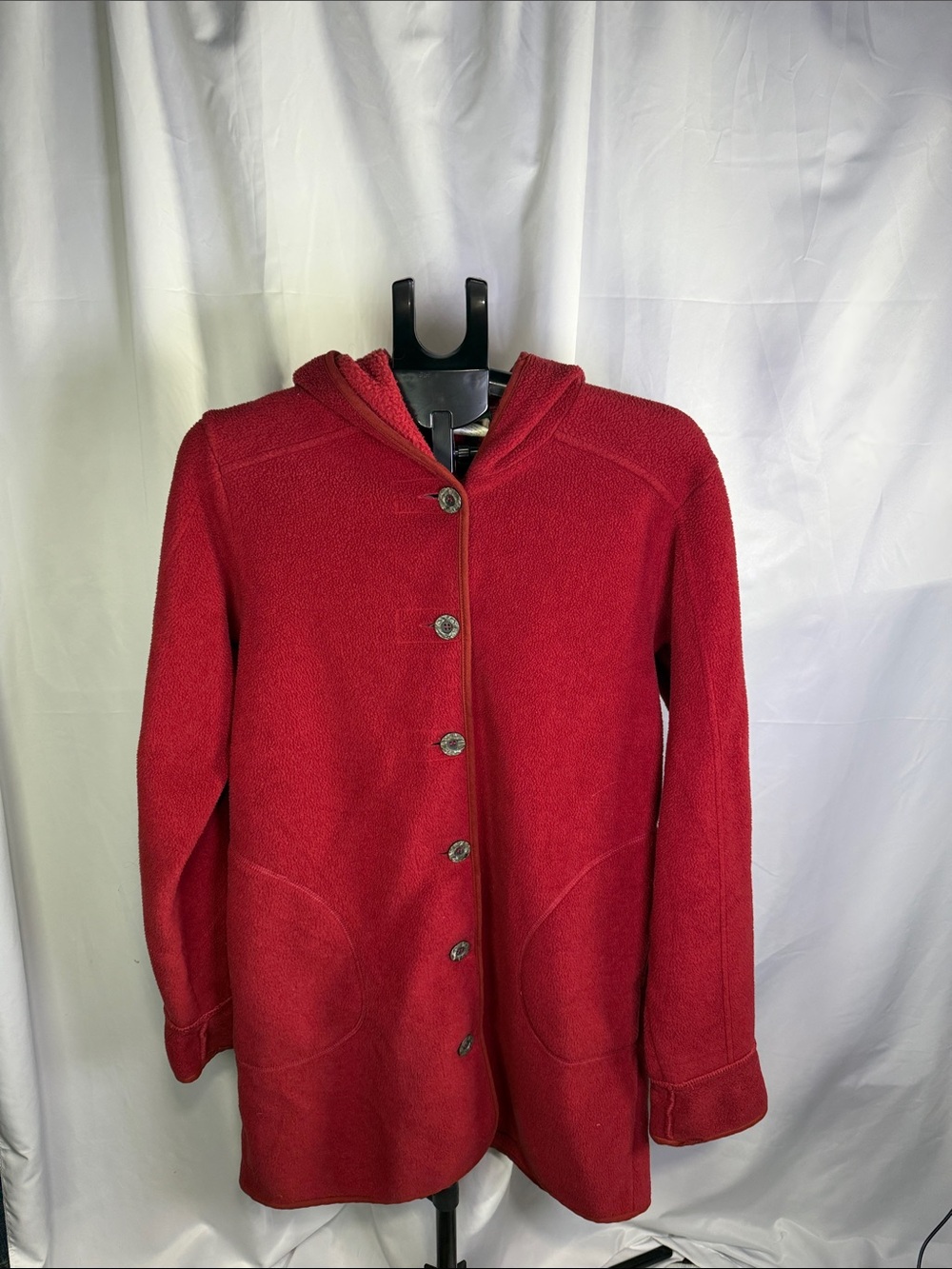 Vintage L.L. Bean Red Hooded Button-Front Coat